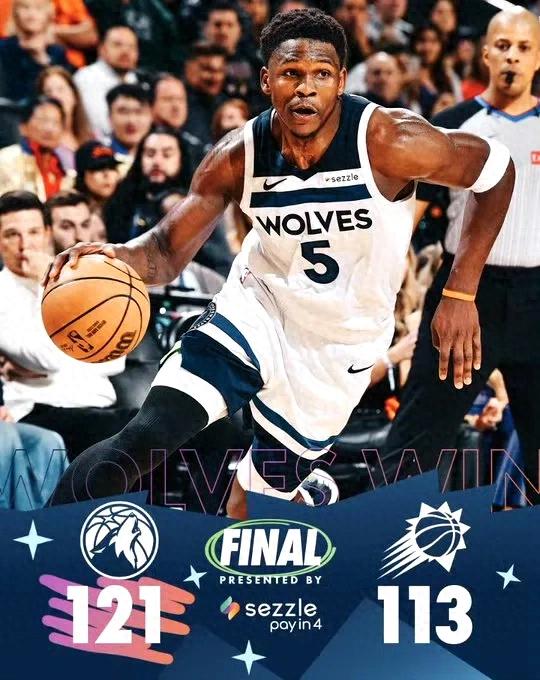 NBA常规赛，森林狼战胜太阳。杜兰特空砍33分。爱德华兹33分。-1.jpg